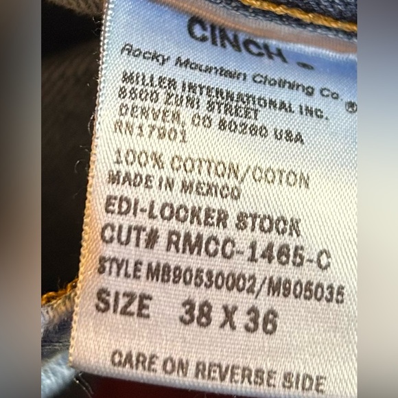 Cinch Green Label Relaxed Fit Tapered Leg 13” Rise Preowned. - Picture 6 of 6